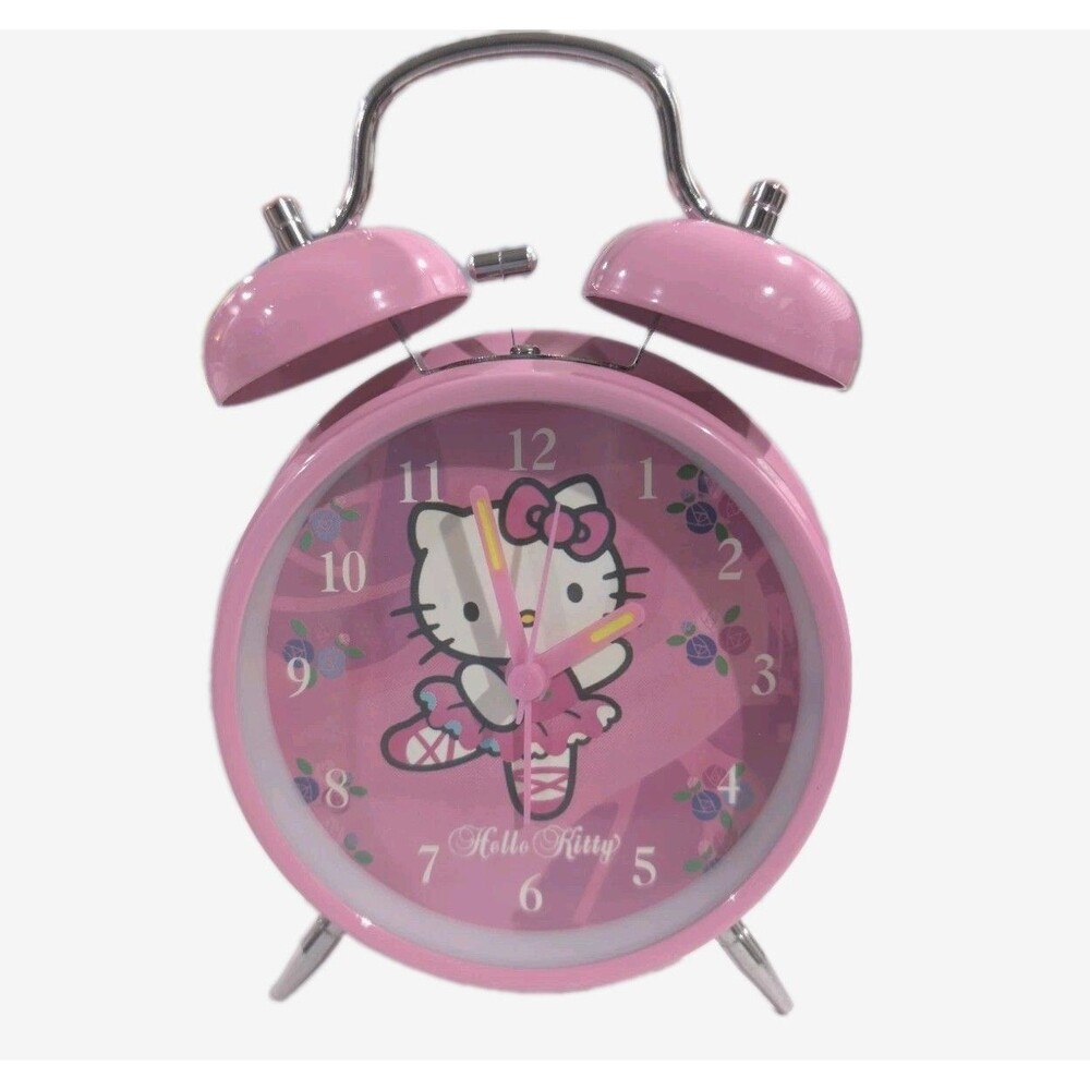 Hello Kitty Alarm Clock Ballerina Twin Bell Analog Pink Ballet Girl